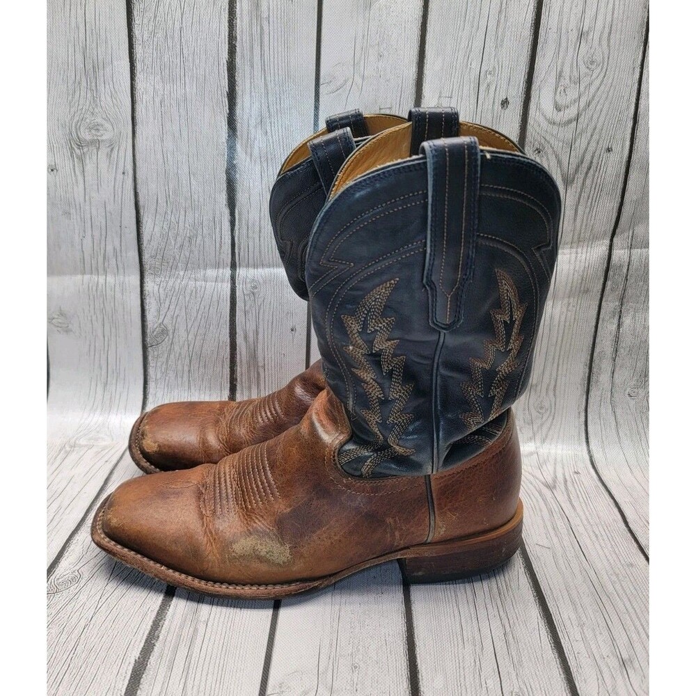 Tecovas The Doc Tan Blue Bison Cowboy Boots Western Men's 10.5 Read Description
